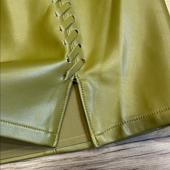 French Connection Olive Faux-Leather Mini-Skirt - Picture 4 of 9